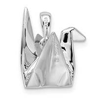 Sterling Silver Rhodium-plated Origami Crane Pendant view 3