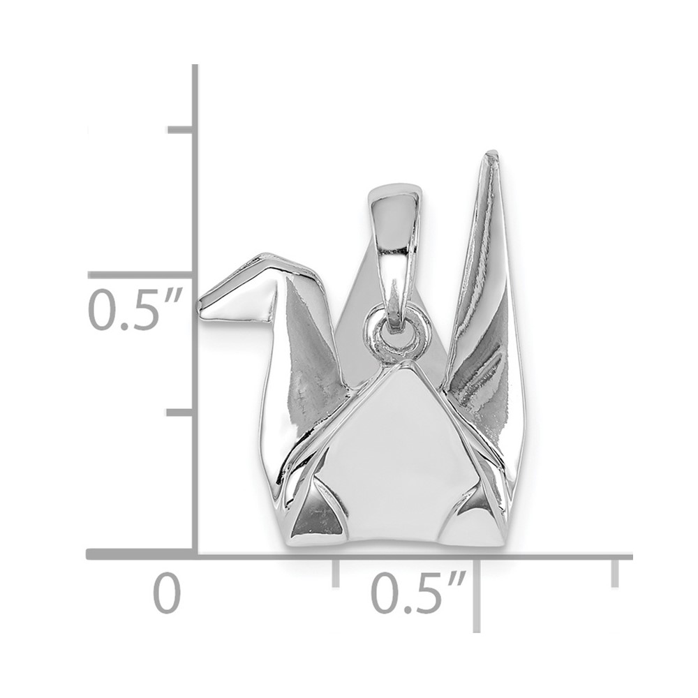 Sterling Silver Rhodium-plated Origami Crane Pendant (QP5067)