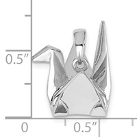 Sterling Silver Rhodium-plated Origami Crane Pendant view 4