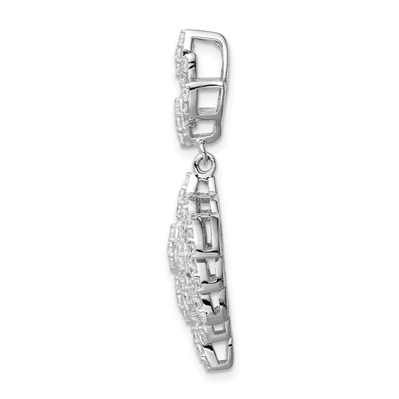 Sterling Silver Rhodium-plated CZ Dangle Pendant