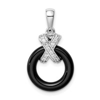 Sterling Silver Rhodium Plated CZ Pendant view 1
