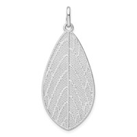 Sterling Silver Rhodium-plated Polished Leaf Pendant view 3