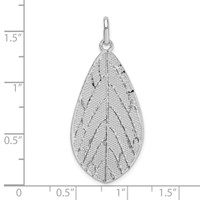 Sterling Silver Rhodium-plated Polished Leaf Pendant view 4
