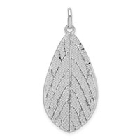 Sterling Silver Rhodium-plated Polished Leaf Pendant view 1