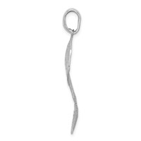 Sterling Silver Rhodium-plated Polished Leaf Pendant view 2