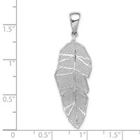 Sterling Silver Rhodium-plated Polished Leaf Pendant view 4