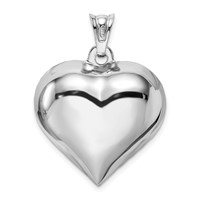 Sterling Silver Rhodium-plated Polished & D C Heart Pendant view 3