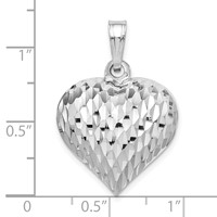 Sterling Silver Rhodium-plated Polished & D C Heart Pendant view 4