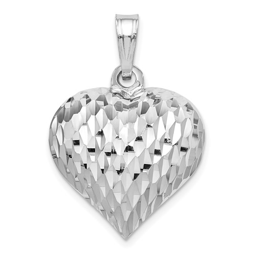 Sterling Silver Rhodium-plated Polished & D C Heart Pendant