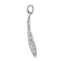 Sterling Silver Rhodium-plated Brushed Polished D C Heart Pendant view 2