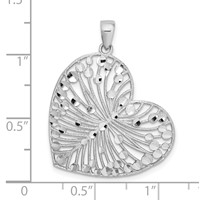 Sterling Silver Rhodium-plated Brushed Polished D C Heart Pendant view 4