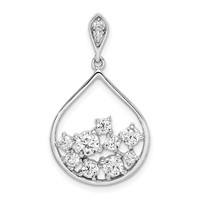 Sterling Silver Rhodium Plated CZ Pendant view 1