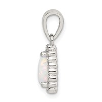 Sterling Silver Lab Created Opal Pendant view 2