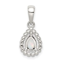 Sterling Silver Lab Created Opal Pendant view 3