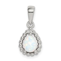 Sterling Silver Lab Created Opal Pendant view 1