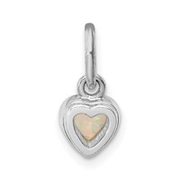 Sterling Silver Rhodium-Plated Lab Created Opal Heart Petite Pendant view 3