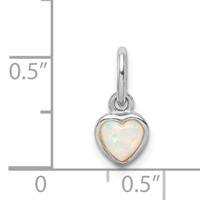 Sterling Silver Rhodium-Plated Lab Created Opal Heart Petite Pendant view 4