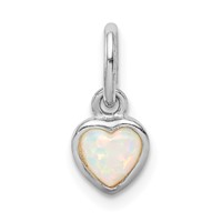 Sterling Silver Rhodium-Plated Lab Created Opal Heart Petite Pendant view 1