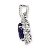 Sterling Silver Rhodium-plated Blue and Clear CZ Pendant view 2