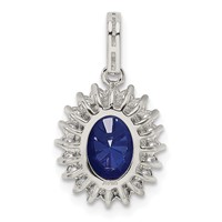 Sterling Silver Rhodium-plated Blue and Clear CZ Pendant view 3
