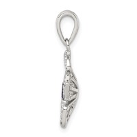 Sterling Silver Purple and Clear CZ Flower Pendant view 2