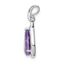 Sterling Silver Rhodium-plated Amethyst Teardrop Pendant view 2