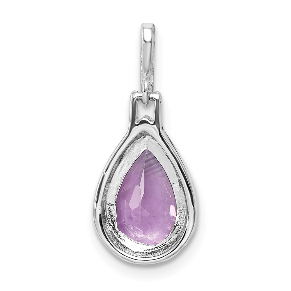 Sterling Silver Rhodium-plated Amethyst Teardrop Pendant (QP5103)