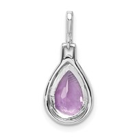 Sterling Silver Rhodium-plated Amethyst Teardrop Pendant view 3