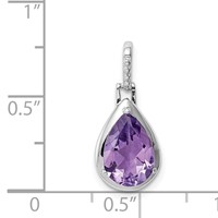 Sterling Silver Rhodium-plated Amethyst Teardrop Pendant view 4