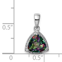 Sterling Silver Rhod-plated Trillion Mystic Fire White Topaz Pendant view 4
