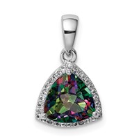 Sterling Silver Rhod-plated Trillion Mystic Fire White Topaz Pendant view 1