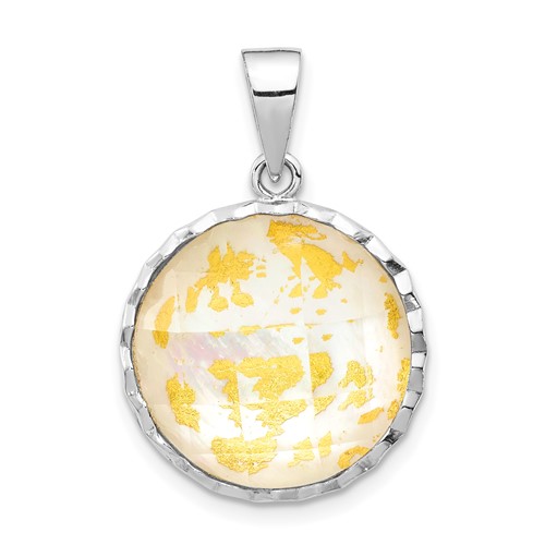 Sterling Silver Rhodium-plated Mop Pendant