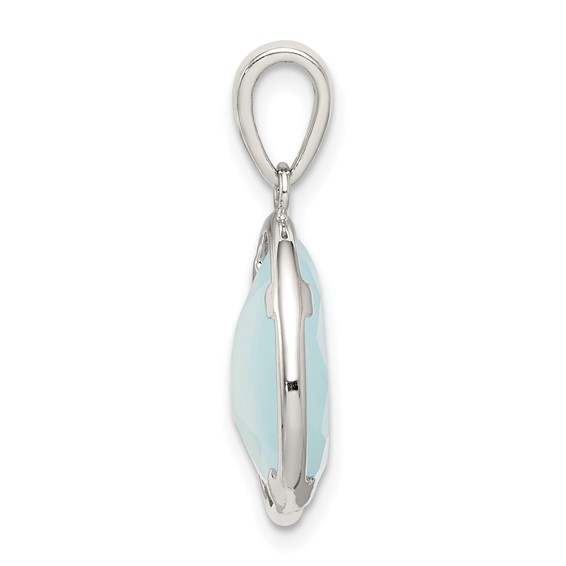 Sterling Silver Blue Chalcedony Stone Pendant