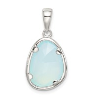 Sterling Silver Blue Chalcedony Stone Pendant view 3