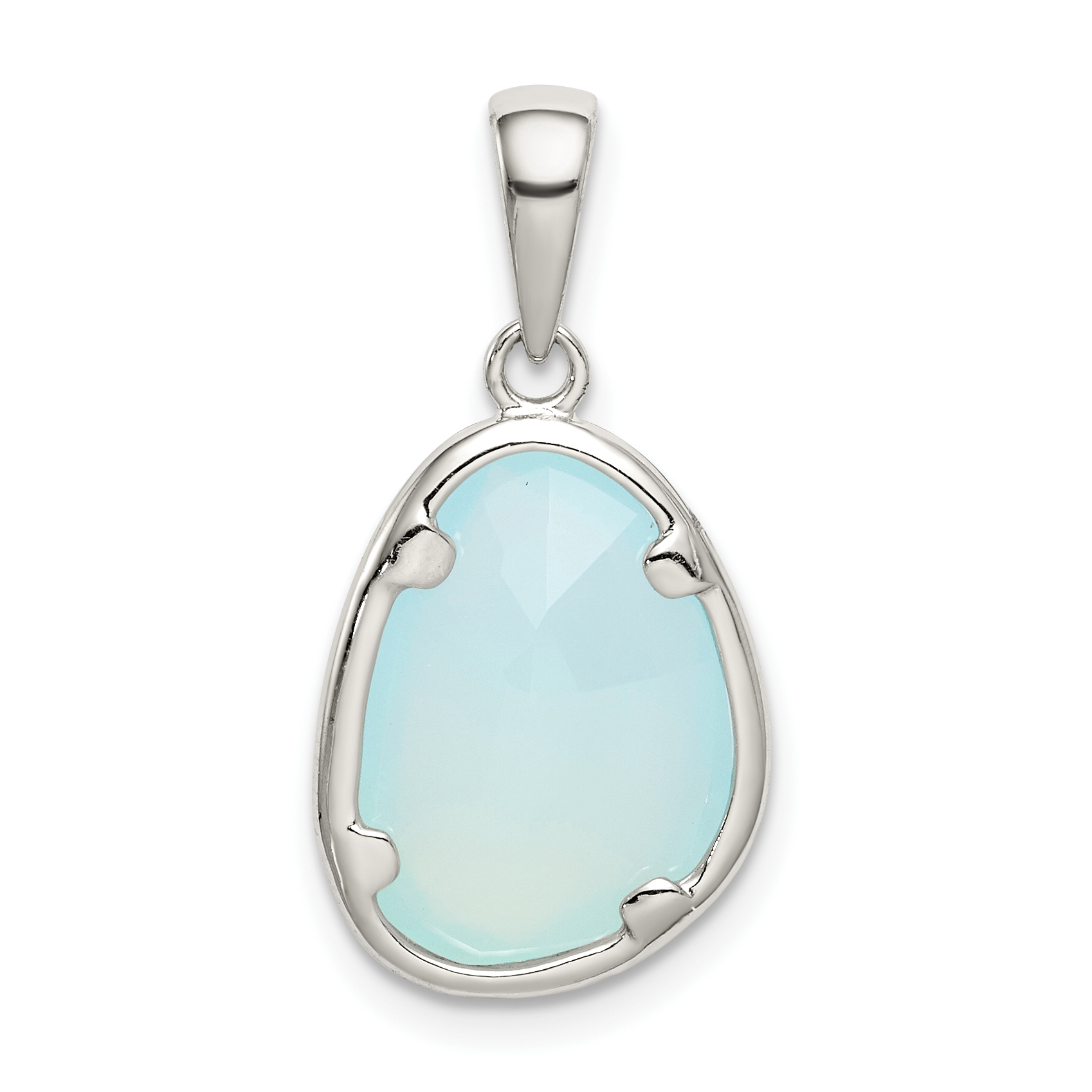 Sterling Silver Blue Chalcedony Stone Pendant (QP5108)