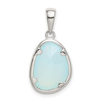 Sterling Silver Blue Chalcedony Stone Pendant view 1
