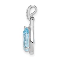 Sterling Silver Rhodium-plated Blue Topaz Teardrop Pendant view 2
