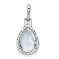 Sterling Silver Rhodium-plated Blue Topaz Teardrop Pendant view 3