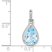 Sterling Silver Rhodium-plated Blue Topaz Teardrop Pendant view 4