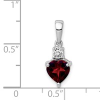 Sterling Silver Rhodium-plated Heart Garnet & White Topaz Pendant view 4