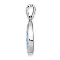 Sterling Silver Rhodium-plated Created Opal Inlay Teardrop Pendant view 2