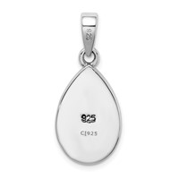 Sterling Silver Rhodium-plated Created Opal Inlay Teardrop Pendant view 3