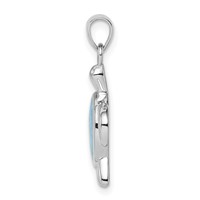 Sterling Silver Rhodium-plated Polished Created Opal Turtle Pendant view 2