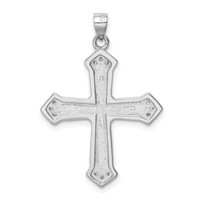 Sterling Silver Rhodium-plated Created Opal Cross CZ Pendant view 3