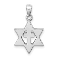 Sterling Silver Rhodium-plated Star of David Created Opal CZ Pendant view 3