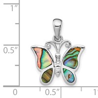 Sterling Silver Rhodium-plated Abalone Butterfly Pendant view 3