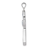 Sterling Silver Rhodium-plated Lab Created Blue Opal and Clear CZ Cross Pendant view 2