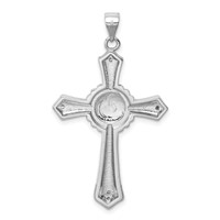 Sterling Silver Rhodium-plated Lab Created Blue Opal and Clear CZ Cross Pendant view 3