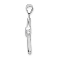 Sterling Silver Rhodium-plated Created Blue Opal Small Cross Pendant view 2