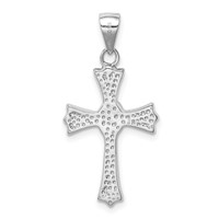 Sterling Silver Rhodium-plated Created Blue Opal Small Cross Pendant view 3